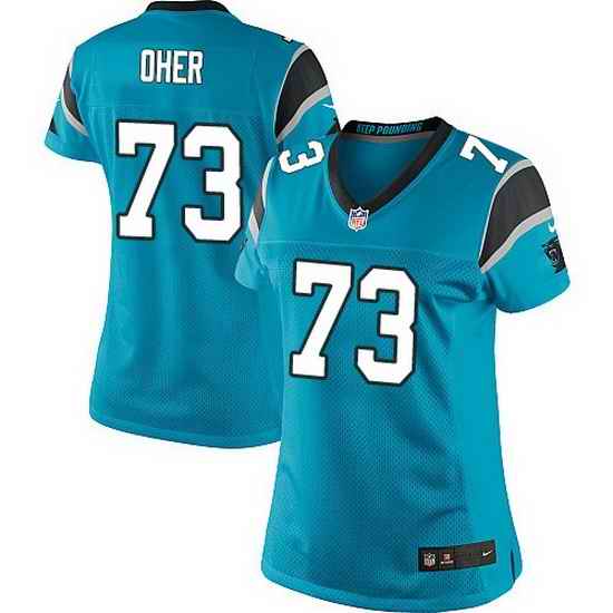 Nike Panthers #73 Michael Oher Blue Team Color Women Stitched NFL Jersey